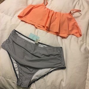 Cupshe Seaside Gale Falbala High-waist Bikini Set